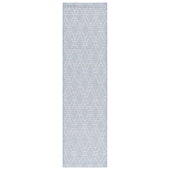 SAFAVIEH Sunset Jenelle Geometric Indoor/Outdoor Runner Rug, Blue/Grey, 2'2" x 8'