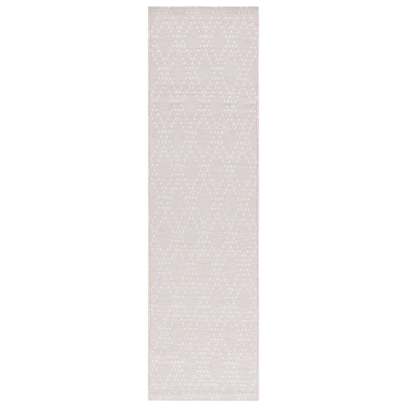 SAFAVIEH Sunset Jenelle Geometric Indoor/Outdoor Runner Rug, Salmon/Grey, 2'2" x 8'