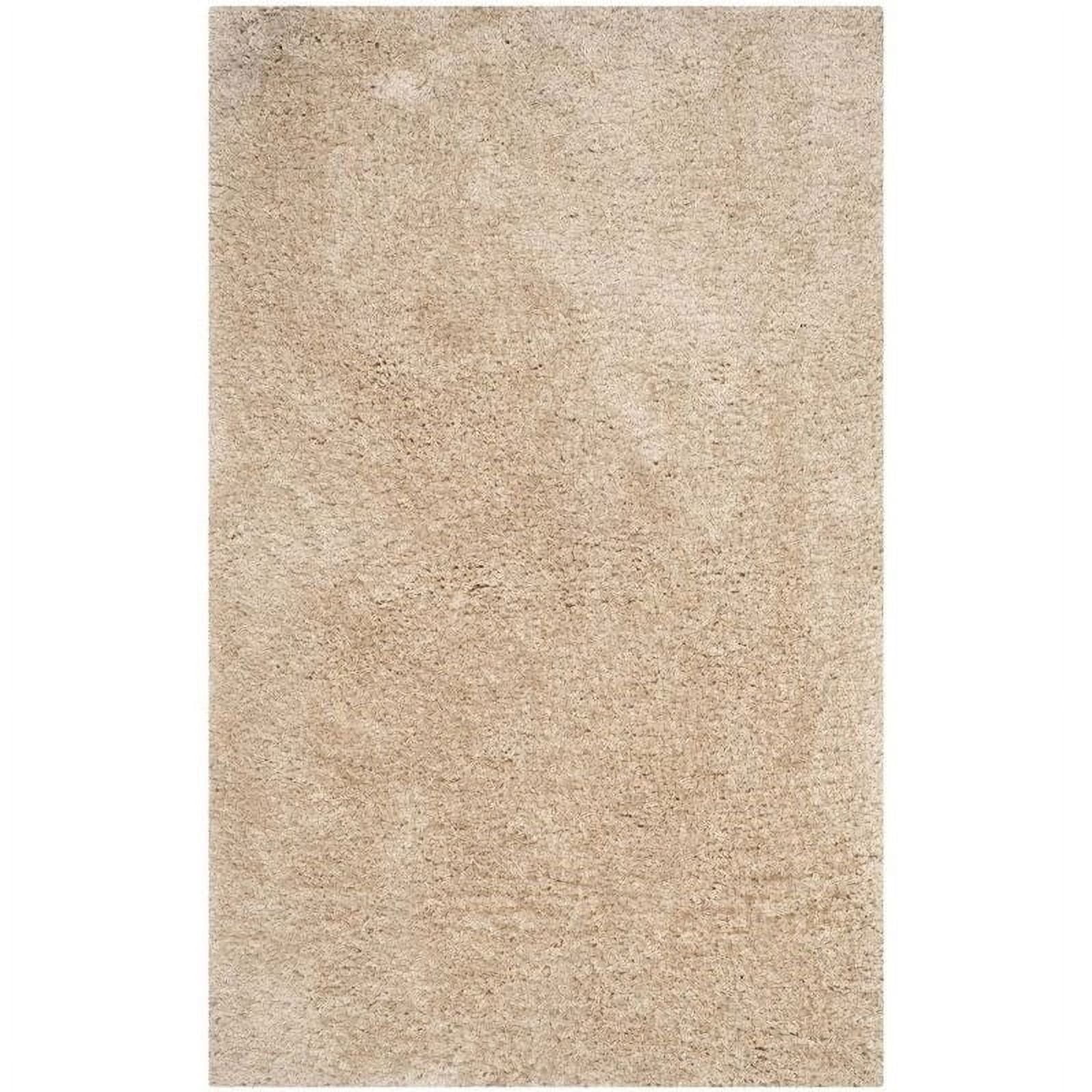 SAFAVIEH Supreme Charlton Solid Plush Polyester Shag Area Rug, Beige, 4' x 6'
