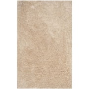 SAFAVIEH Supreme Charlton Solid Plush Polyester Shag Area Rug, Beige, 5' x 8'