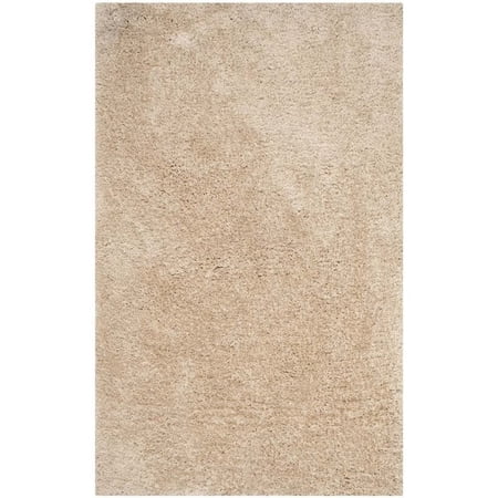 SAFAVIEH Supreme Charlton Solid Plush Polyester Shag Area Rug, Beige, 5' x 8'
