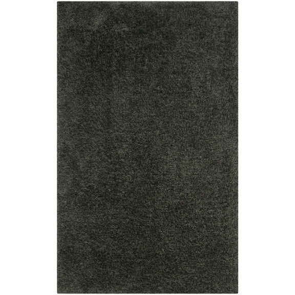 SAFAVIEH Supreme Charlton Solid Plush Polyester Shag Area Rug, Dark Grey, 5' x 8'