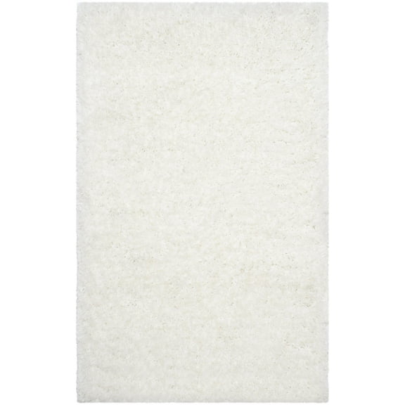 SAFAVIEH Supreme Charlton Solid Plush Polyester Shag Area Rug, Ivory, 4' x 6'