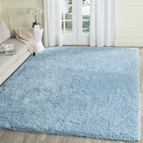 SAFAVIEH Supreme Charlton Solid Plush Polyester Shag Area Rug, Light Blue, 3' x 5'