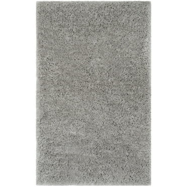 SAFAVIEH Supreme Charlton Solid Plush Polyester Shag Area Rug, Silver, 3' x 5'