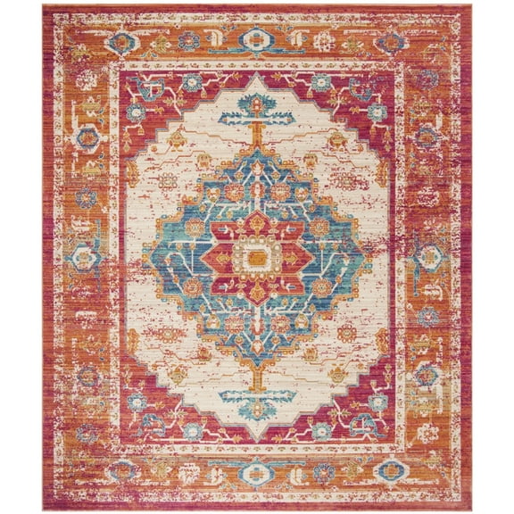 SAFAVIEH Sutton Bernadette Floral Bordered Area Rug, Fuchsia/Ivory, 5' x 7'