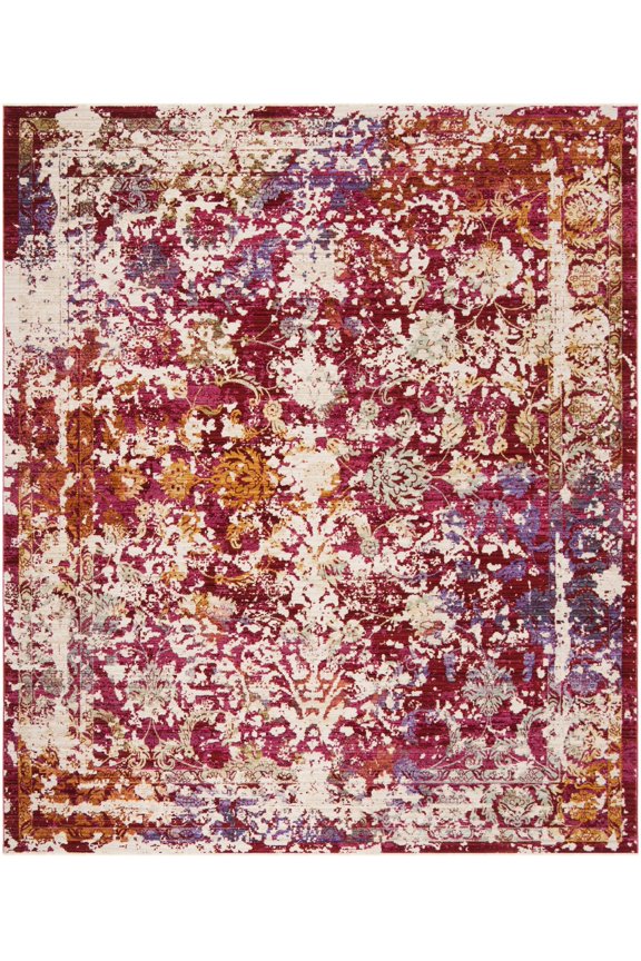 Sutton Jamaar Transitional Area Rug, Fuchsia/Ivory, 9' x 13'