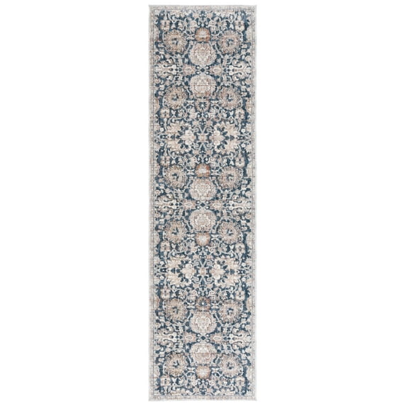 SAFAVIEH Sutton Karen Floral Runner Rug, Navy/Beige Brown, 2'2" x 8'