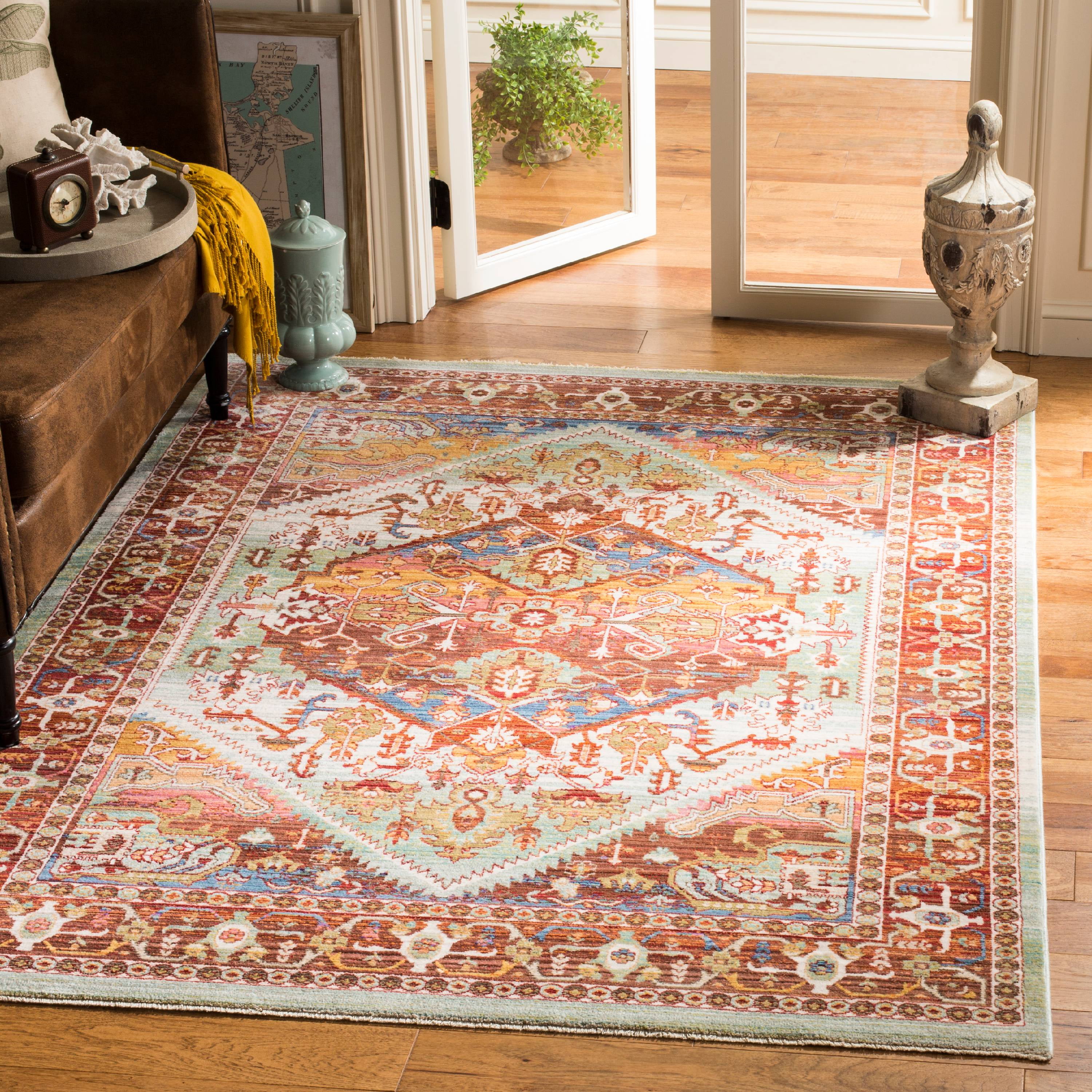 Rust and Multicolor 4' x 6' Synthetic Bohemian Area Rug