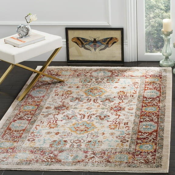 SAFAVIEH Sutton Sheldon Traditional Area Rug, Ivory/Brick, 5' x 7'