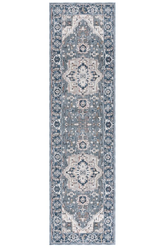 Sutton Winthrop Medallion Runner Rug, Grey/Navy, 2'2" x 8'