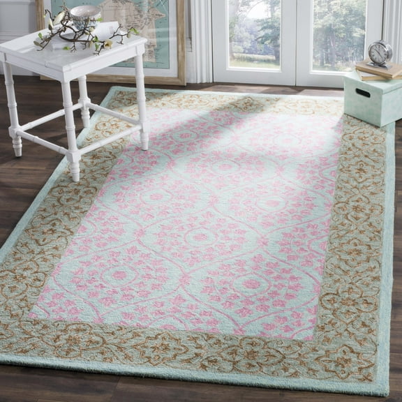 SAFAVIEH Suzani Cordelia Floral Bordered Area Rug, Taupe/Pink, 8' x 10'