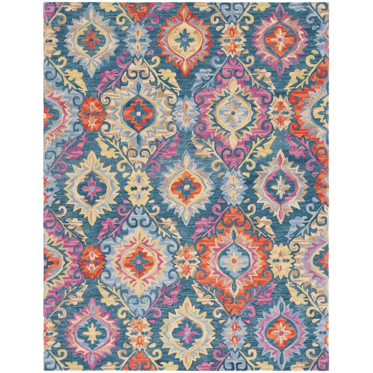 Hand-Knotted Blue Wool 8' x 10' Rectangular Area Rug