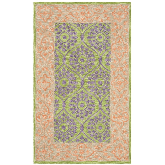 SAFAVIEH Suzani Ernesto Floral Bordered Area Rug, Green/Violet, 2' x 3'