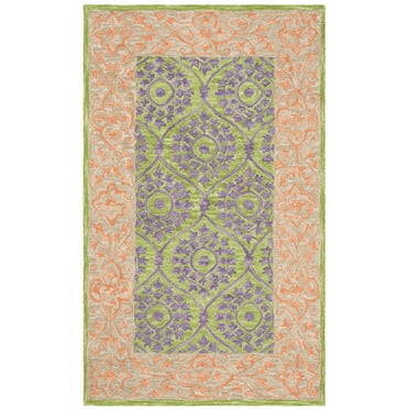 SAFAVIEH Suzani Ernesto Floral Bordered Area Rug, Green/Violet, 3' x 5'