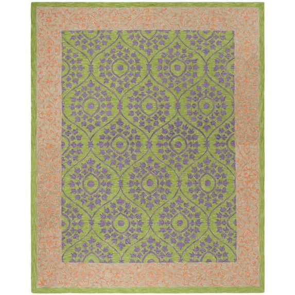 SAFAVIEH Suzani Ernesto Floral Bordered Area Rug, Green/Violet, 5' x 5' Square