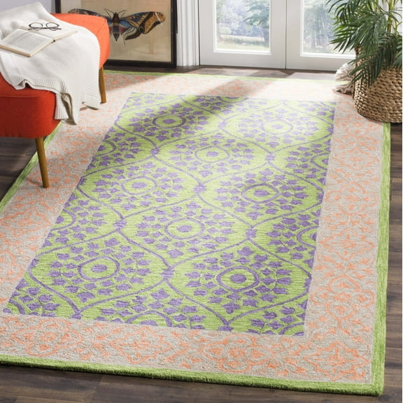 SAFAVIEH Suzani Ernesto Floral Bordered Area Rug, Green/Violet, 8' x 10'