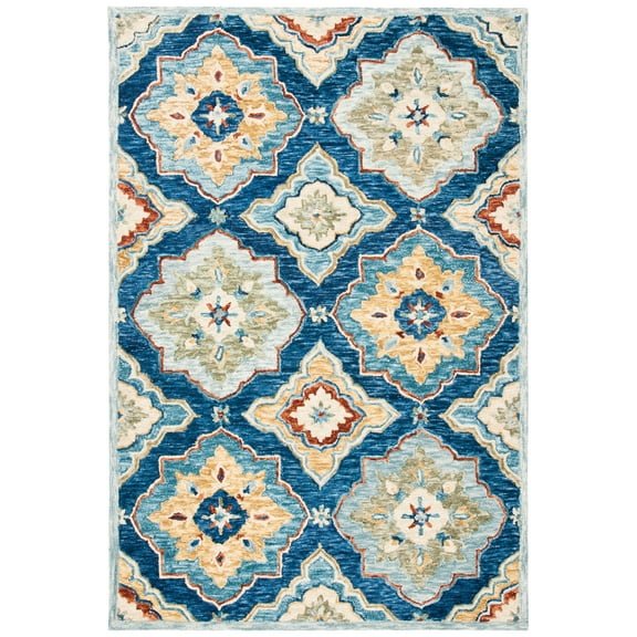 SAFAVIEH Suzani Eveleen Abstract Area Rug, Navy/Green, 3' x 5'