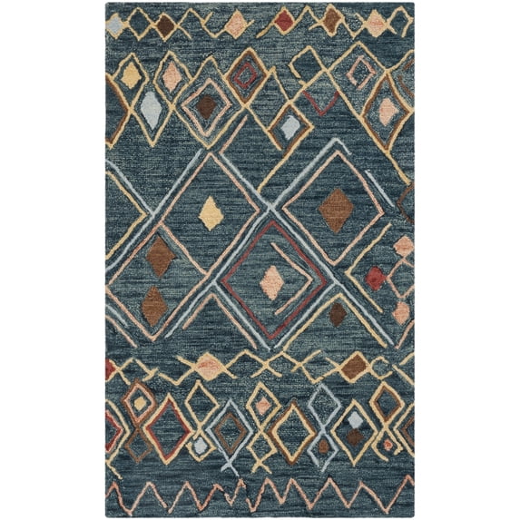 SAFAVIEH Suzani Lalia Southwestern Wool Area Rug, Dark Blue/Multi, 3' x 5'