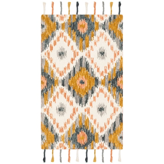 SAFAVIEH Suzani Leyla Southwestern Wool Area Rug, Ivory/Gold, 3' x 5'