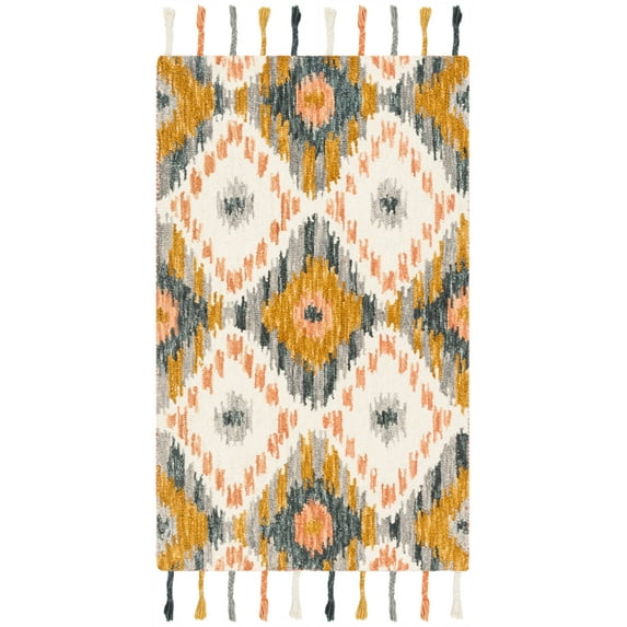 SAFAVIEH Suzani Leyla Southwestern Wool Area Rug, Ivory/Gold, 3' x 5'