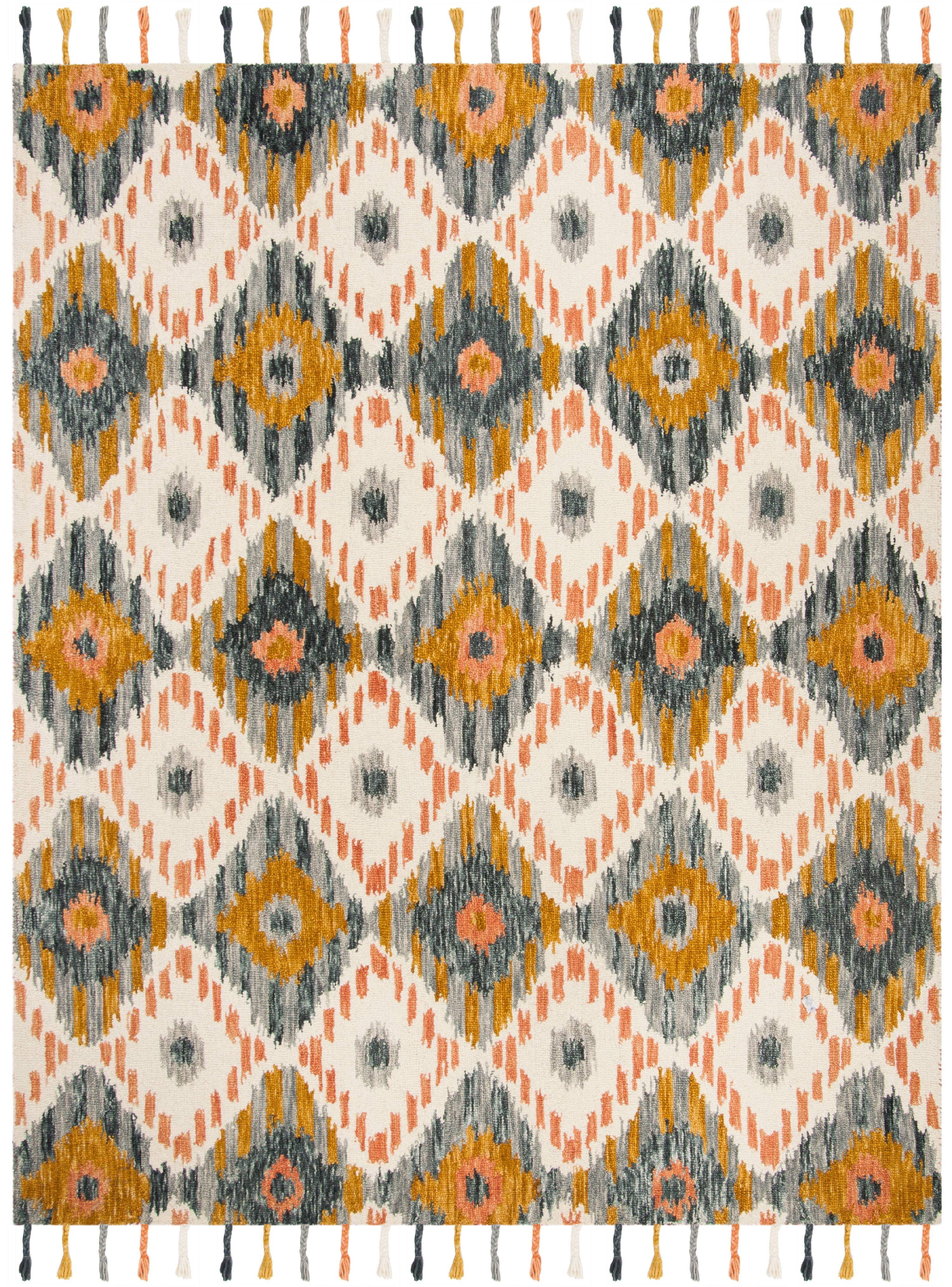 SAFAVIEH Suzani Leyla Southwestern Wool Area Rug, Ivory/Gold, 8' x 10'