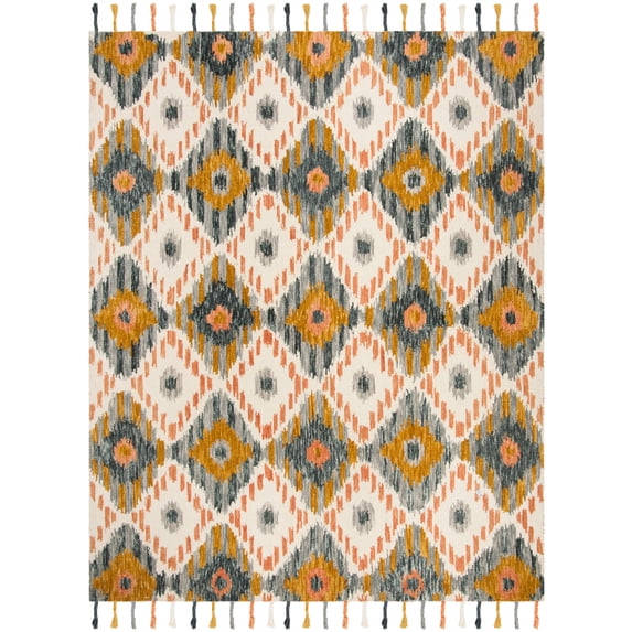 SAFAVIEH Suzani Leyla Southwestern Wool Area Rug, Ivory/Gold, 8' x 10'