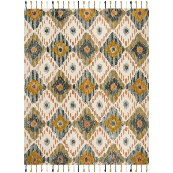 SAFAVIEH Suzani Leyla Southwestern Wool Runner Rug, Ivory/Gold, 2'3" x 8'