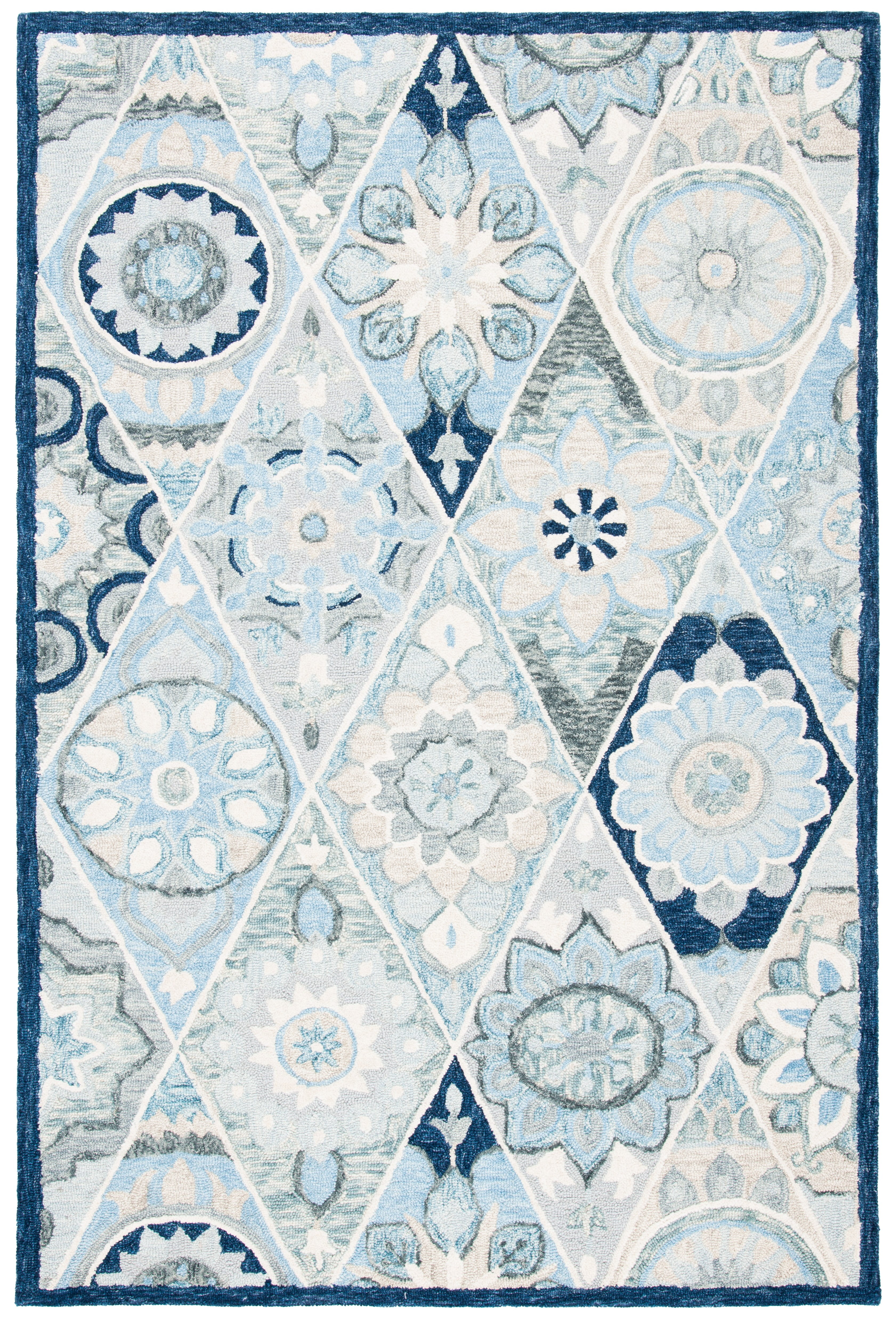 SAFAVIEH Suzani Mckenzie Abstract Area Rug, Blue/Ivory, 4' x 6'