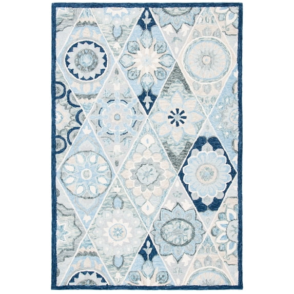 SAFAVIEH Suzani Mckenzie Abstract Area Rug, Blue/Ivory, 5' x 8'