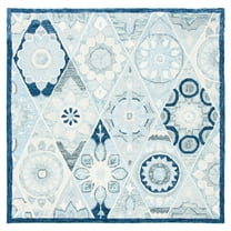 SAFAVIEH Suzani Mckenzie Abstract Area Rug, Blue/Ivory, 6' x 6' Square