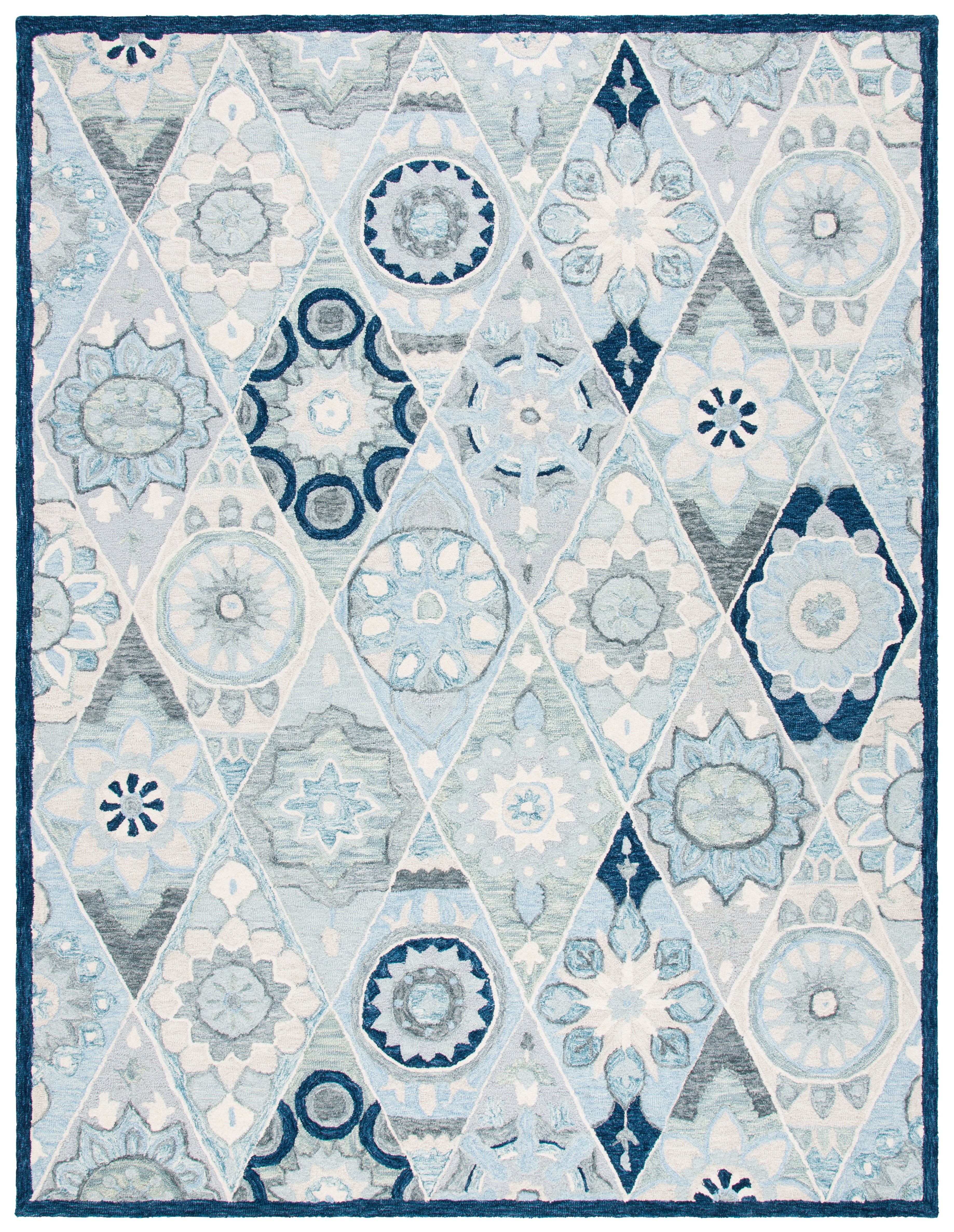 SAFAVIEH Suzani Mckenzie Abstract Area Rug, Blue/Ivory, 9' x 12'