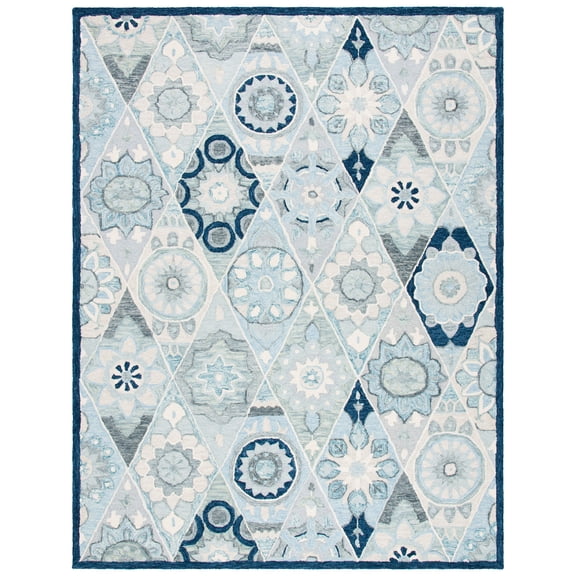 SAFAVIEH Suzani Mckenzie Abstract Area Rug, Blue/Ivory, 9' x 12'