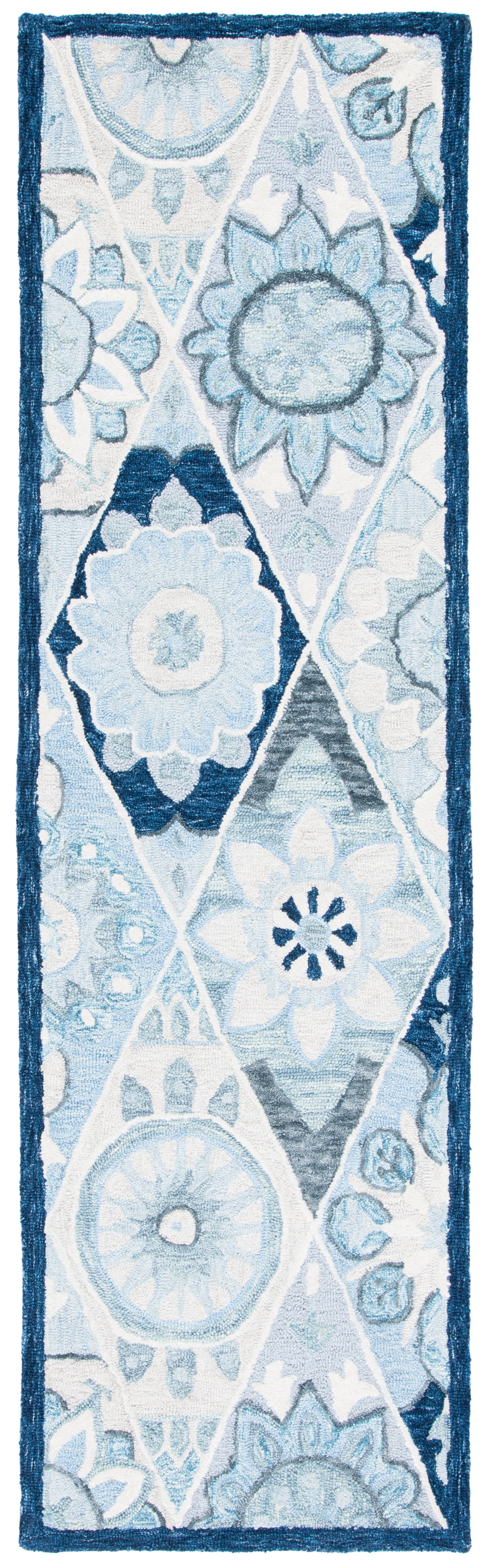 SAFAVIEH Suzani Mckenzie Abstract Runner Rug, Blue/Ivory, 2'3" x 8'