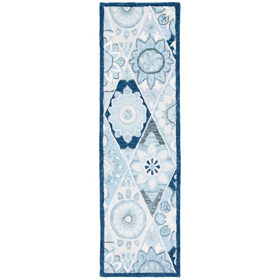 SAFAVIEH Suzani Mckenzie Abstract Runner Rug, Blue/Ivory, 2'3" x 8'