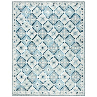 SAFAVIEH Suzani Merletta Geometric Area Rug, Blue/Grey, 8' x 10'