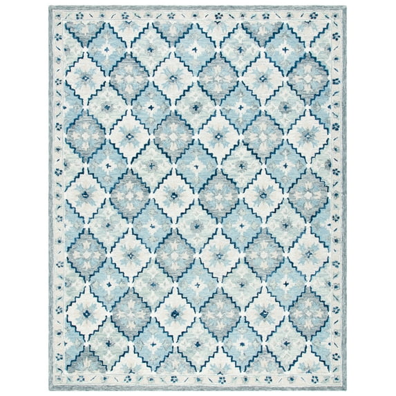 SAFAVIEH Suzani Merletta Geometric Area Rug, Blue/Grey, 9' x 12'