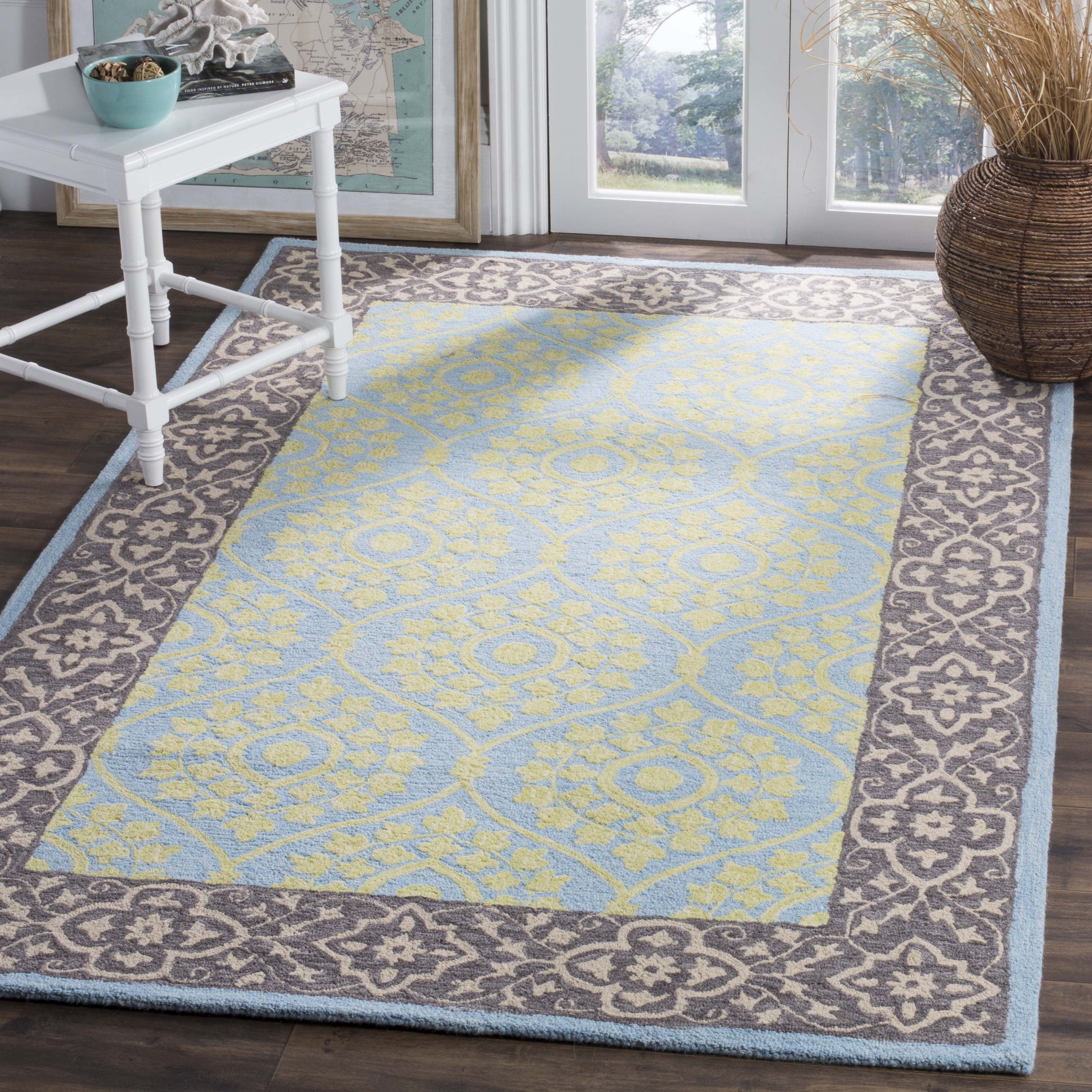 SAFAVIEH Suzani Nina Floral Bordered Area Rug, Chocolate/Yellow, 4' x 6'