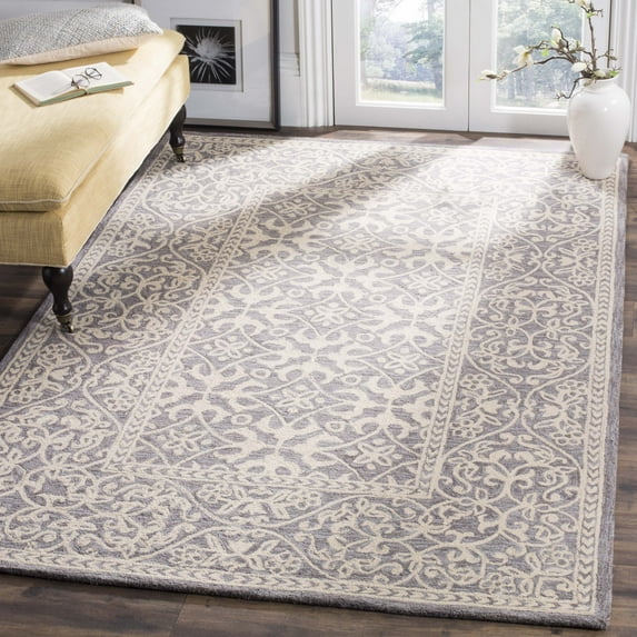 SAFAVIEH Suzani Rida Floral Bordered Area Rug, Grey/Beige, 8' x 10'