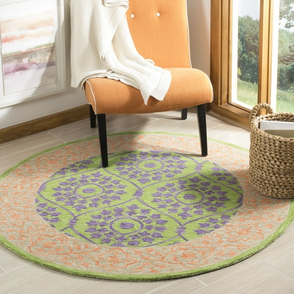 SAFAVIEH Suzani SZN102A Hand-hooked Green / Violet Rug