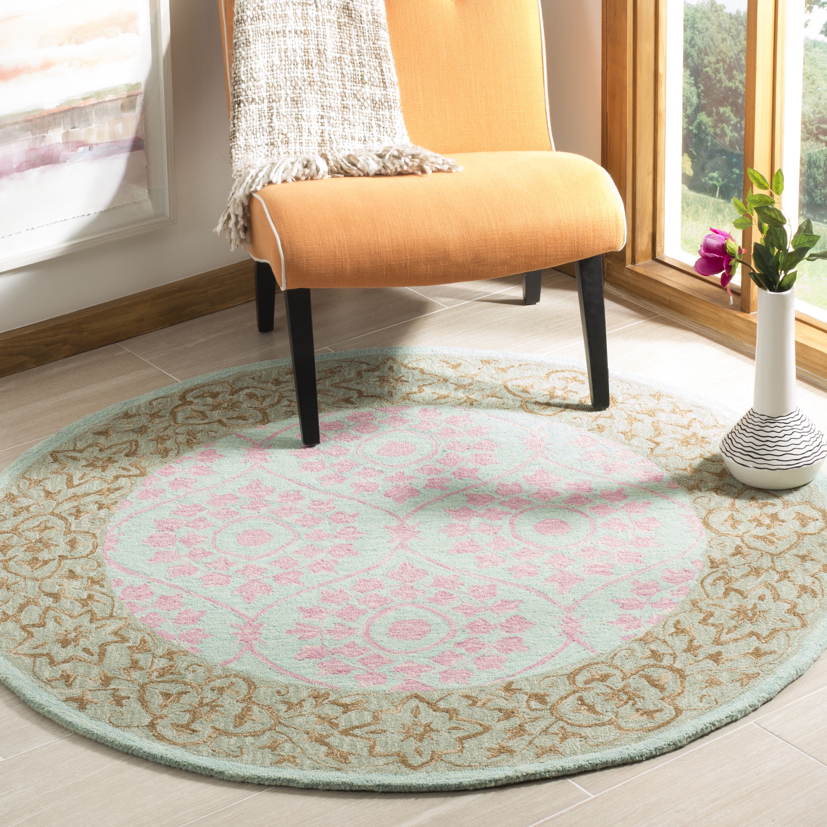 SAFAVIEH Suzani SZN103A Hand-hooked Taupe / Pink Rug
