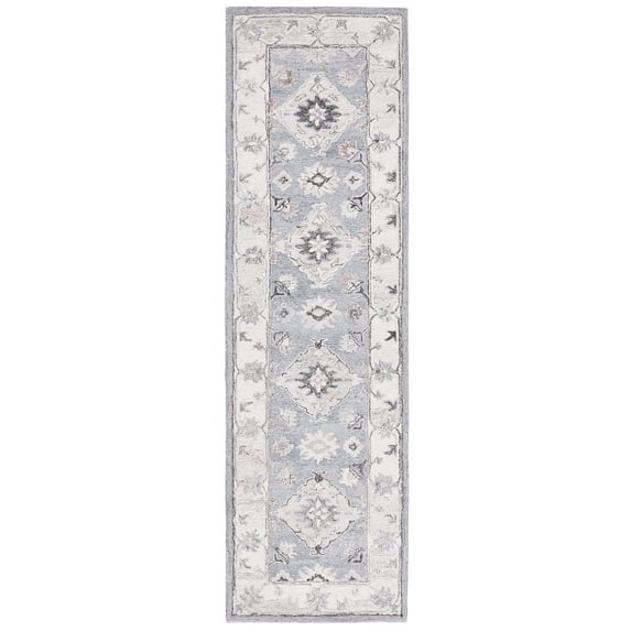 SAFAVIEH Suzani Milka Oriental Runner Rug, Grey/Ivory, 2'3" x 8'