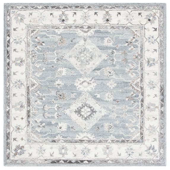 SAFAVIEH Suzani Milka Oriental Area Rug, Grey/Ivory, 6' x 6' Square