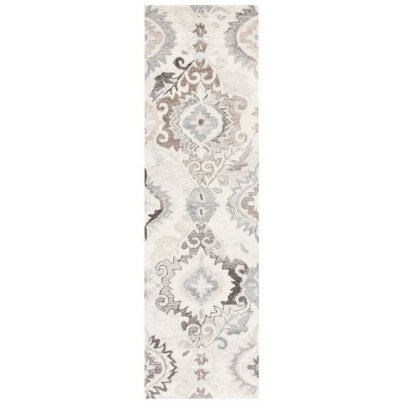 SAFAVIEH Suzani Theophania Oriental Runner Rug, Ivory/Grey, 2'3" x 8'