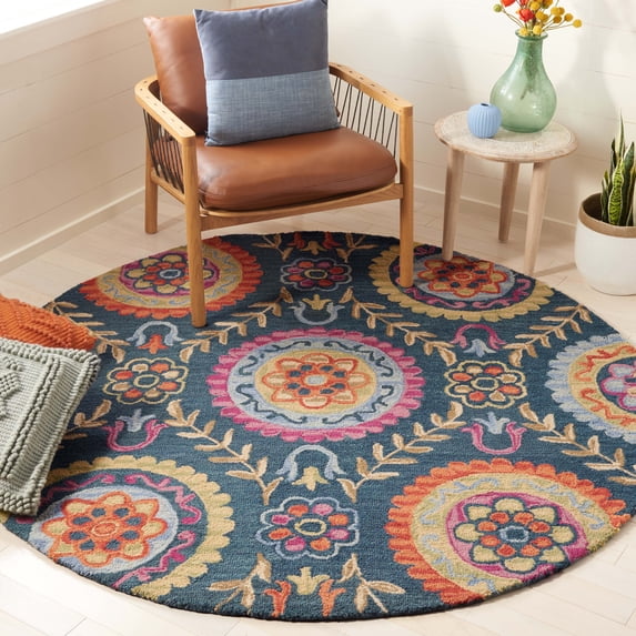 Safavieh Suzani Iskra Medallion Area Rug, Blue/Multi, 6' x 6' Round