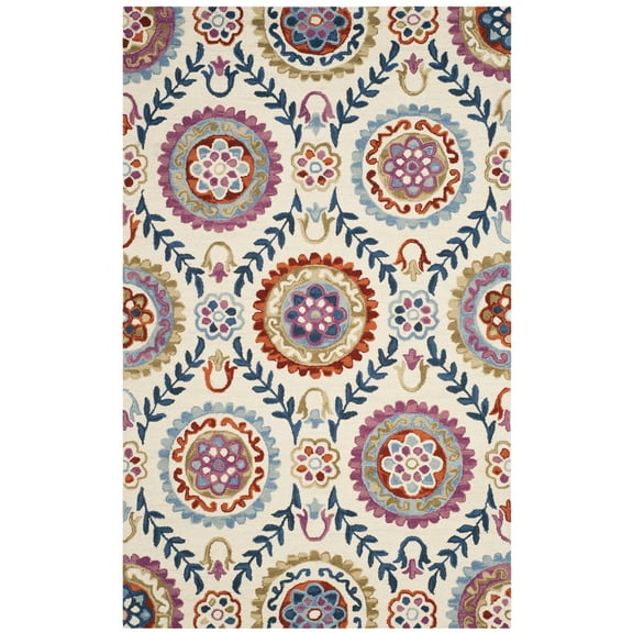 SAFAVIEH Suzani Iskra Medallion Area Rug, Ivory/Multi, 6' x 9'