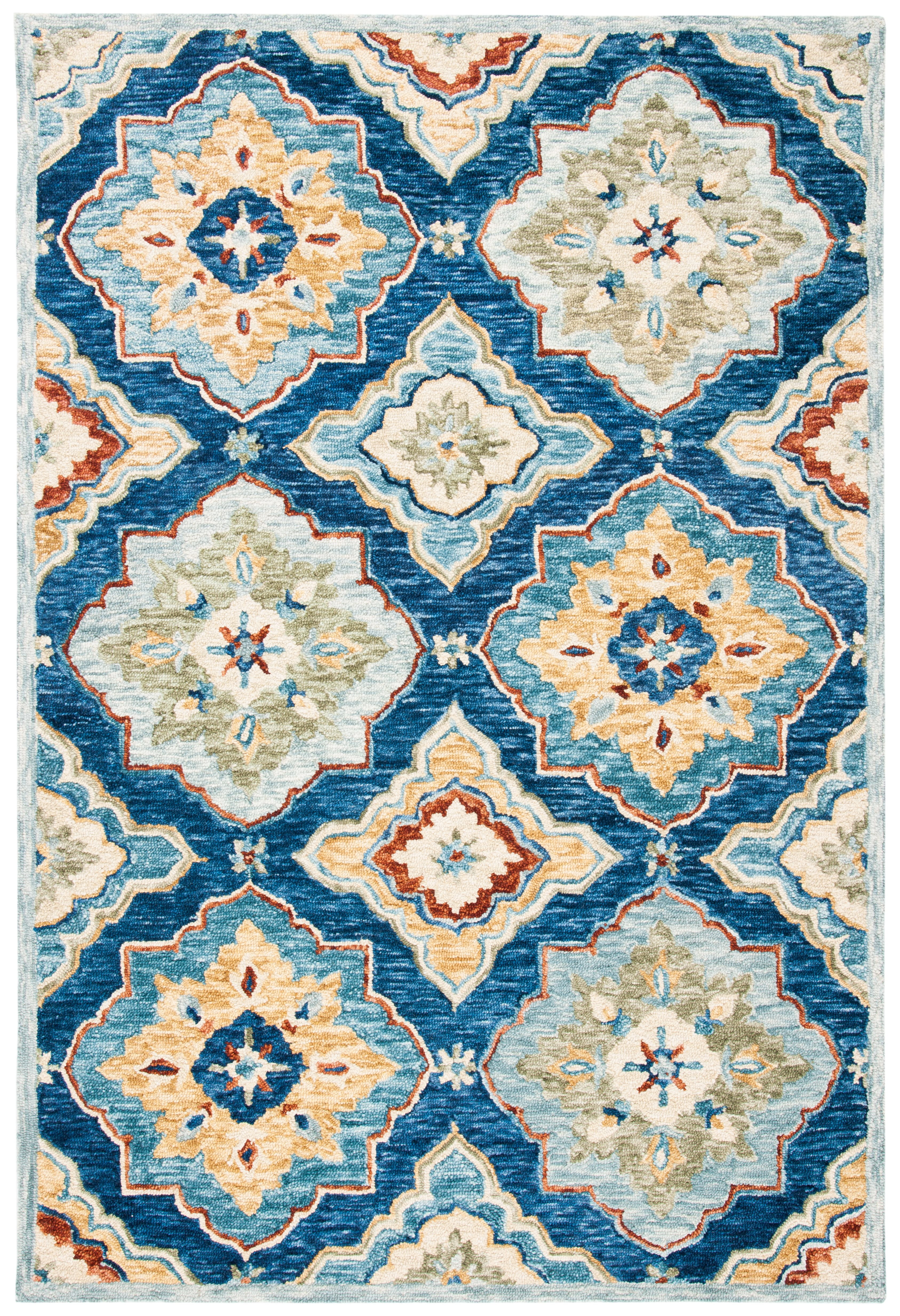 Handmade Blue Wool Medallion Tufted 3' x 5' Area Rug