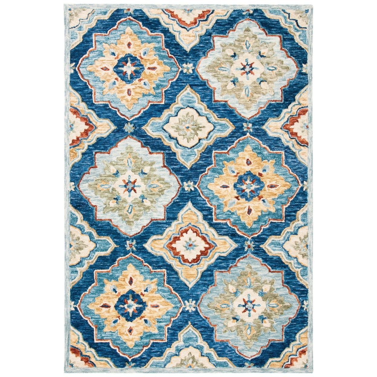 Handmade Blue Wool Medallion Tufted 3' x 5' Area Rug
