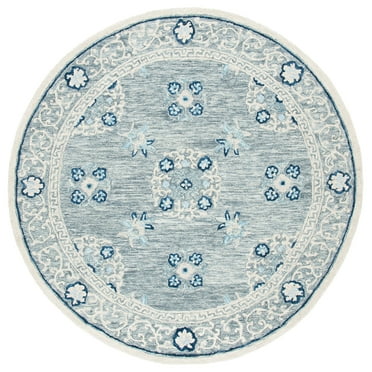 SAFAVIEH Suzani Virginia Oriental Area Rug, Grey/Ivory, 6' x 6' Round