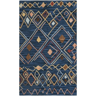 SAFAVIEH Suzani Sandy Southwestern Wool Area Rug, Blue/Multi, 3' x 5'
